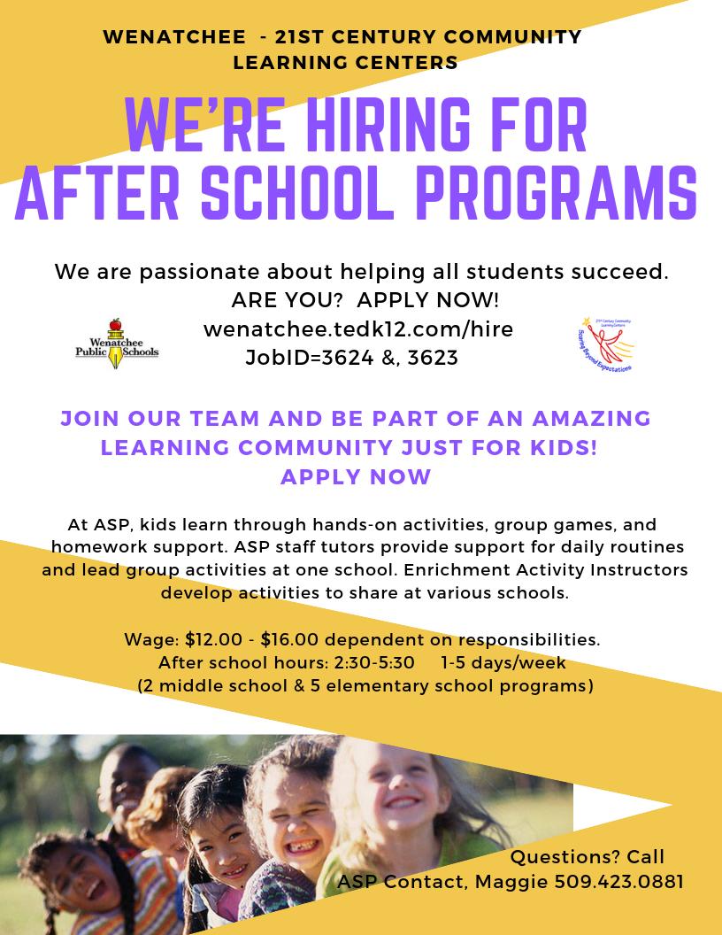 We're Hiring for After School Programs